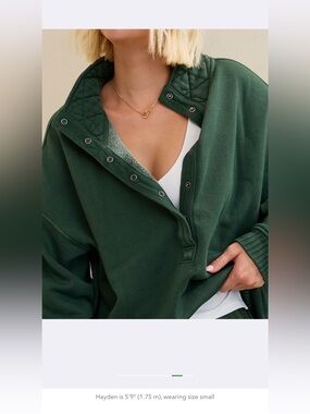 NEW Aerie Oh Snap sweatshirt pullover quilted collar snaps oversized SMALL